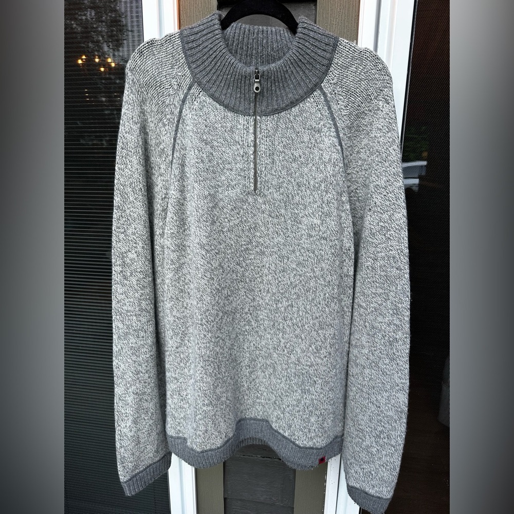Mountain Khakis Mens X Large Relaxed Fit Quarter Zip Sweater Lambswool Grey